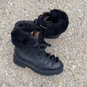 Grenson womens black ankle fur boots